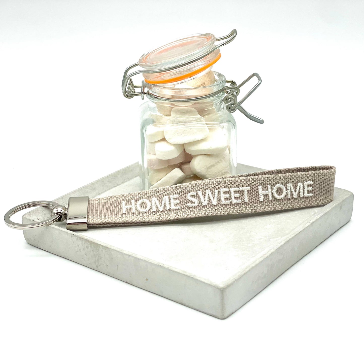 Porte-clés brodé tissé « Home Sweet Home »