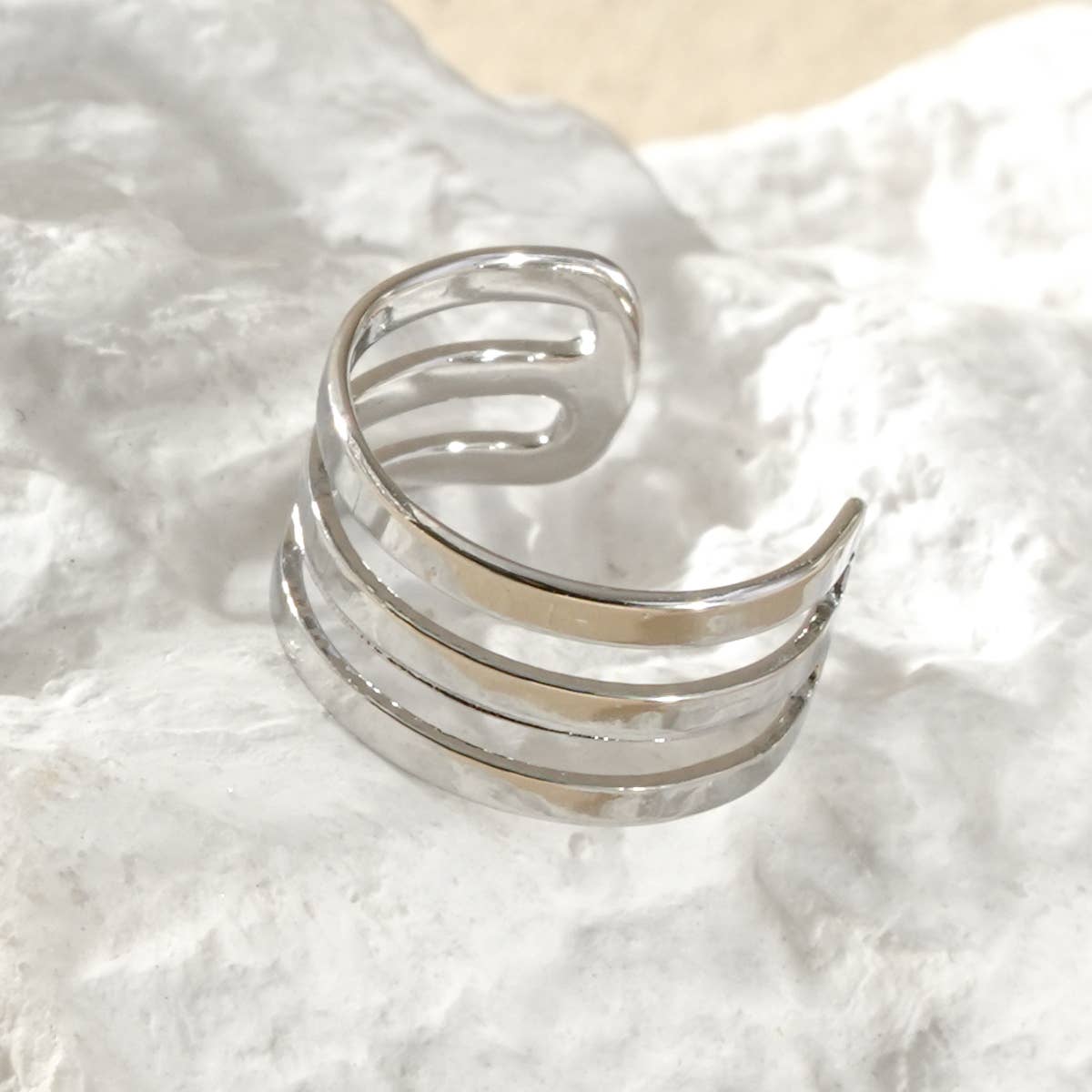 Bijou d'oreille Earcuff argentée 3 branches lisses