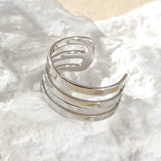 Bijou d'oreille Earcuff argentée 3 branches lisses