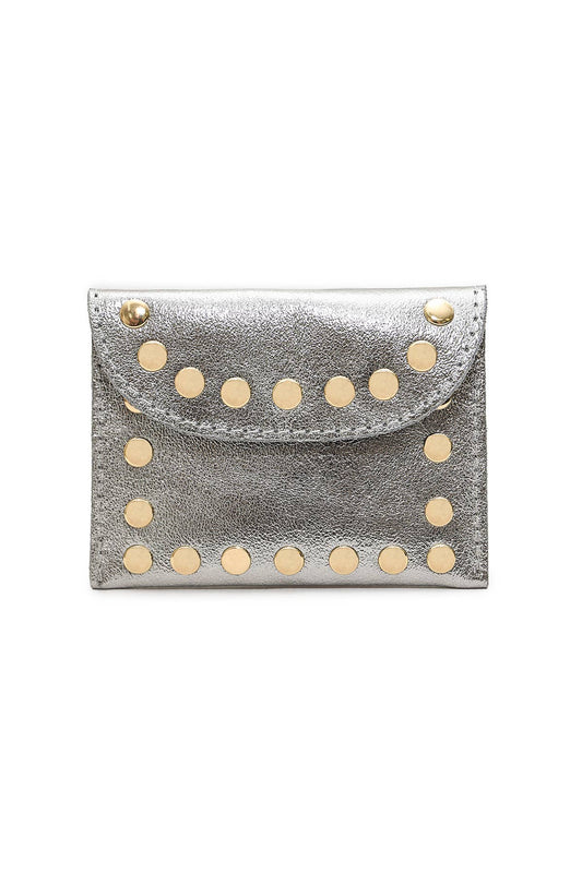 Porte-monnaie cuir Petite Maroquinerie  LEINA METAL Argent
